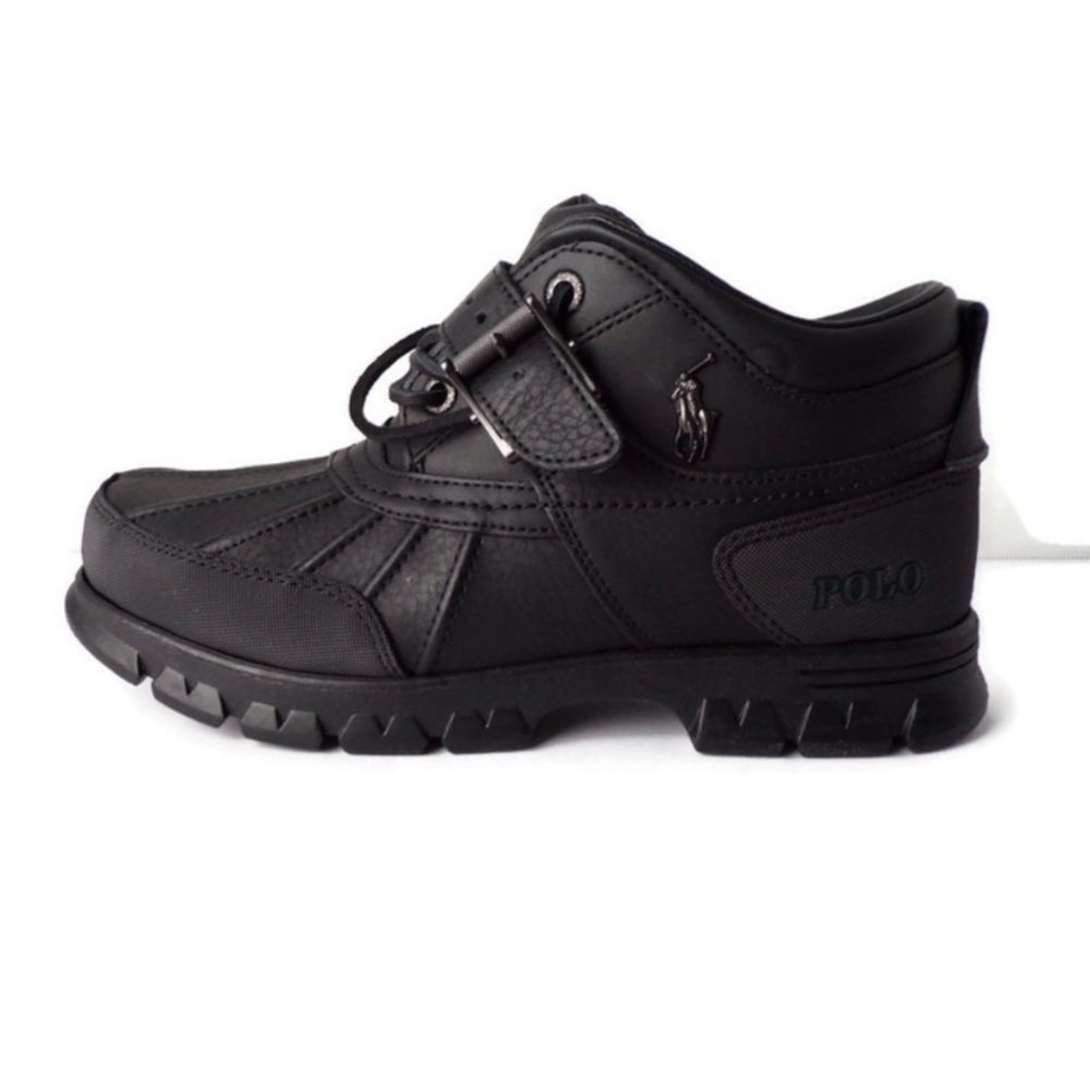 NWT RL Polo Black Leather Mens Dover III Duck Boot